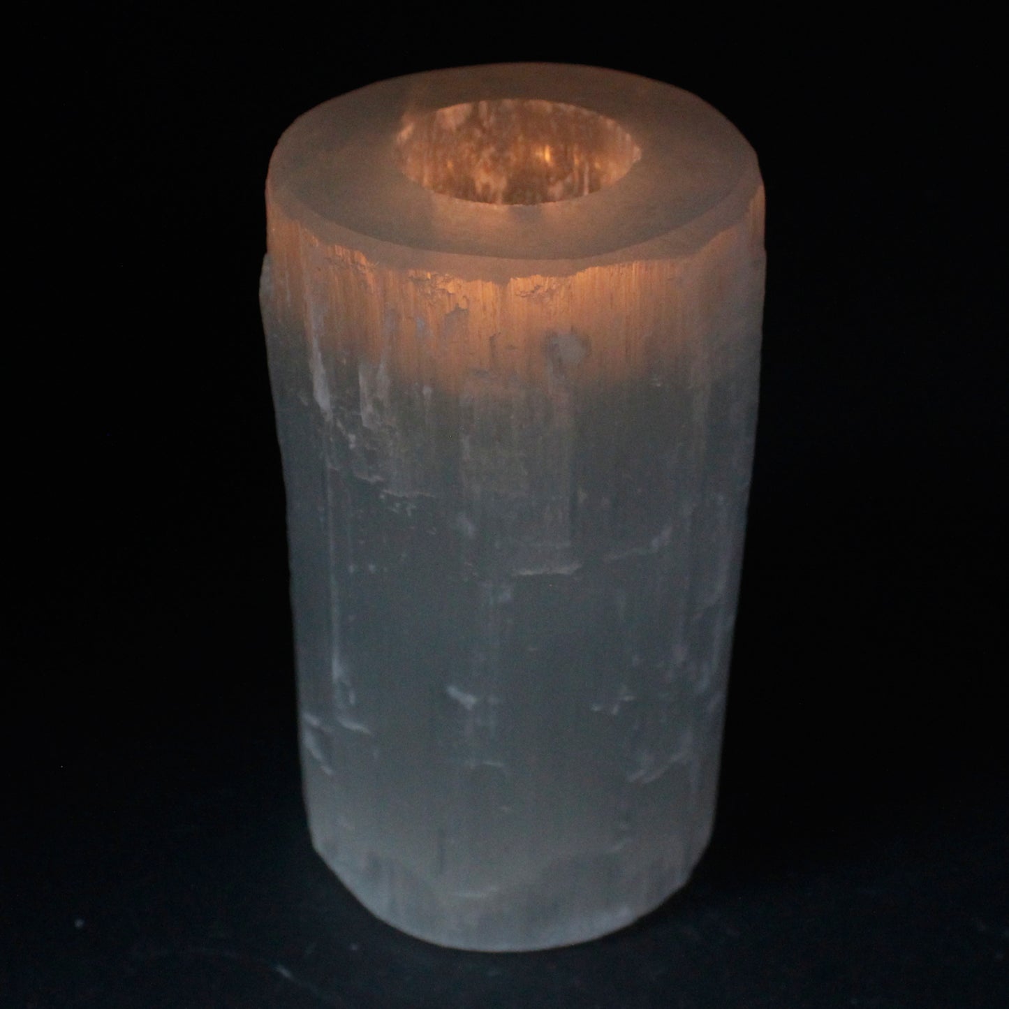 Selenite Cylinder Candle Holder – Large | Natural Crystal Tealight Holder