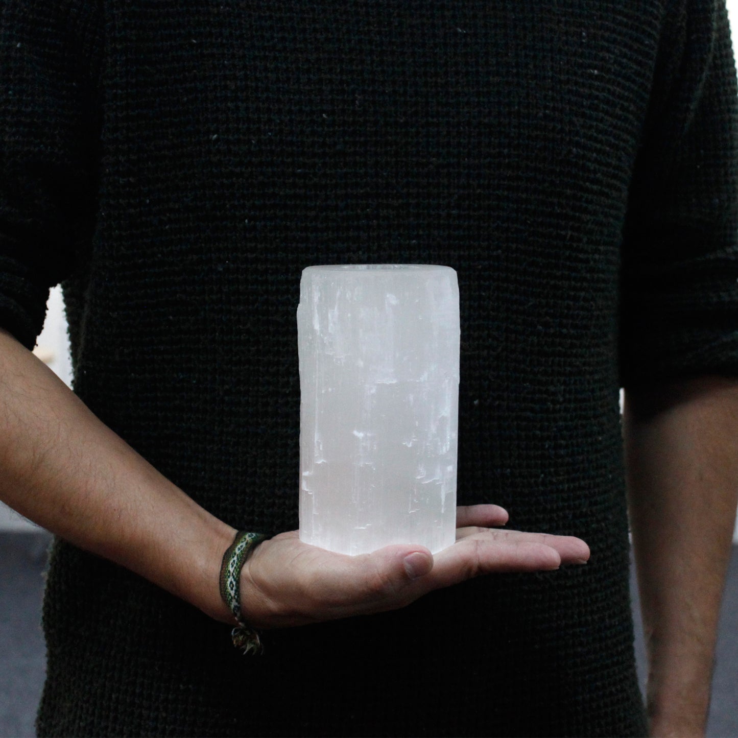 Selenite Cylinder Candle Holder – Large | Natural Crystal Tealight Holder