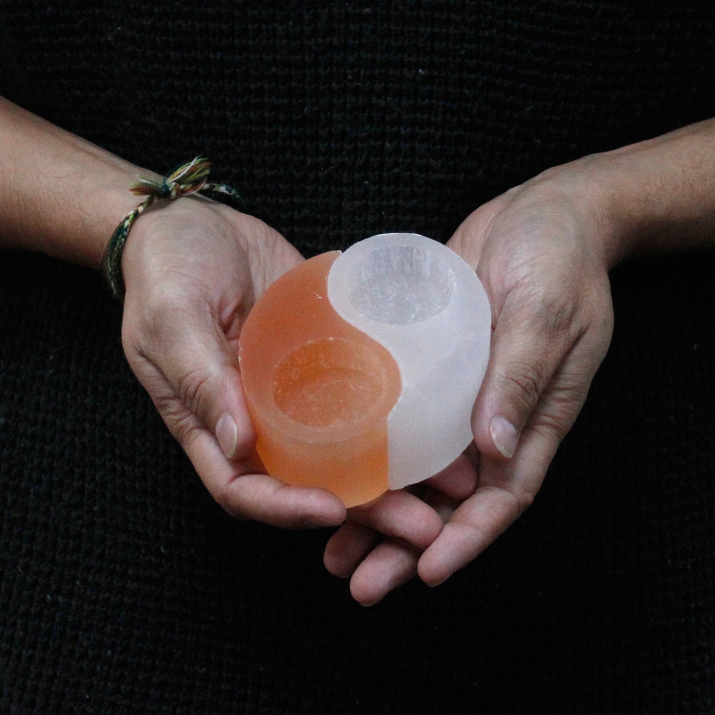 Selenite Candle Holder – Yin & Yang | Natural Crystal Tealight Holder