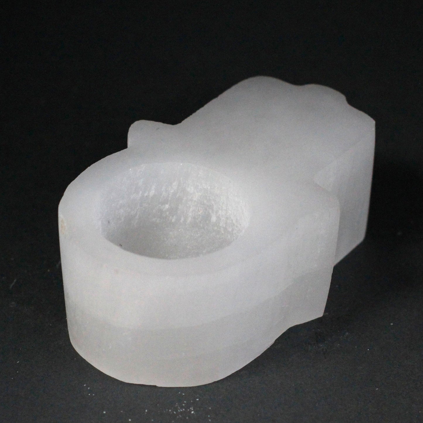 Selenite Candle Holder – Hamsa | Natural Crystal Tealight Holder
