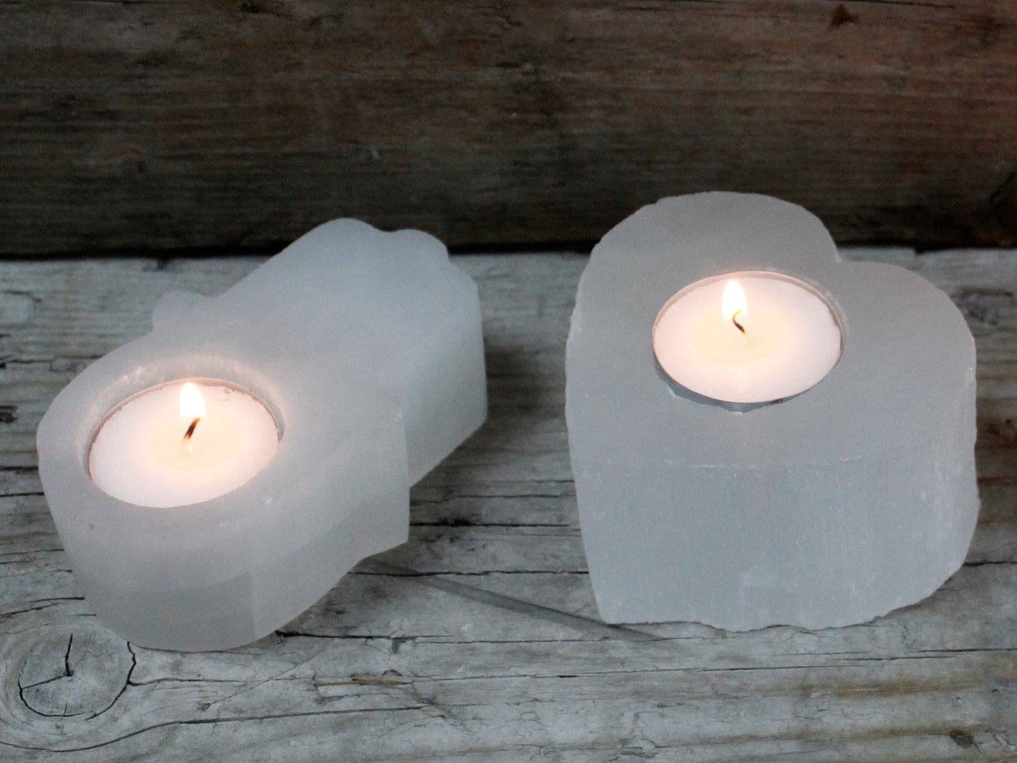 Selenite Candle Holder – Hamsa | Natural Crystal Tealight Holder