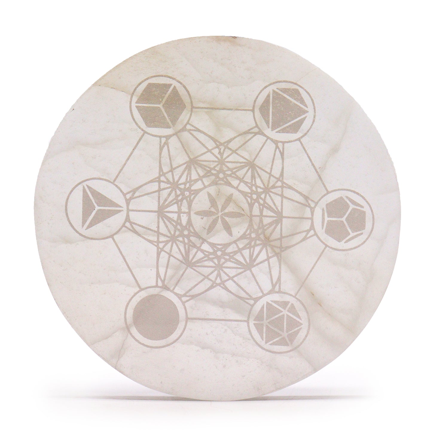 Sacred Geometry Selenite Charging Plate – Large | Polished Crystal Plate for Energy Work & Display