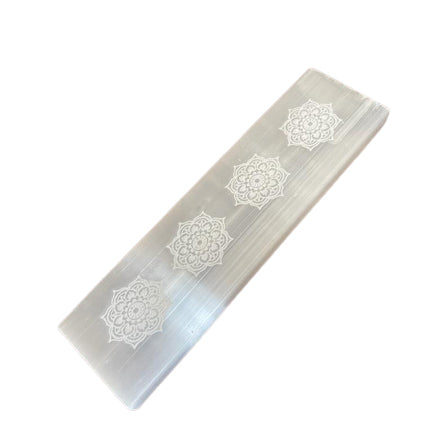 Mandala Selenite Charging Plate – Medium | Flat Bar Display Piece