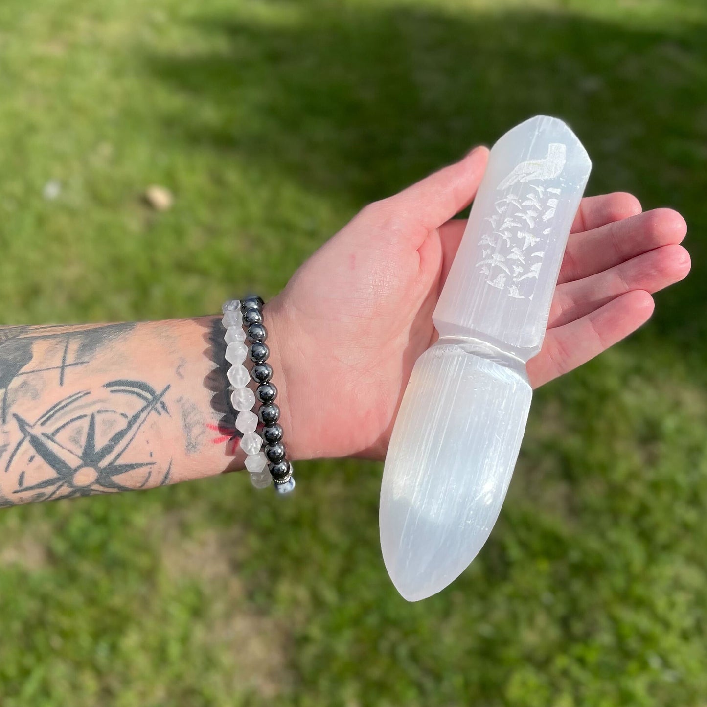 Selenite Ceremonial Knife – "Releasing Bonds" | Ritual Display Piece