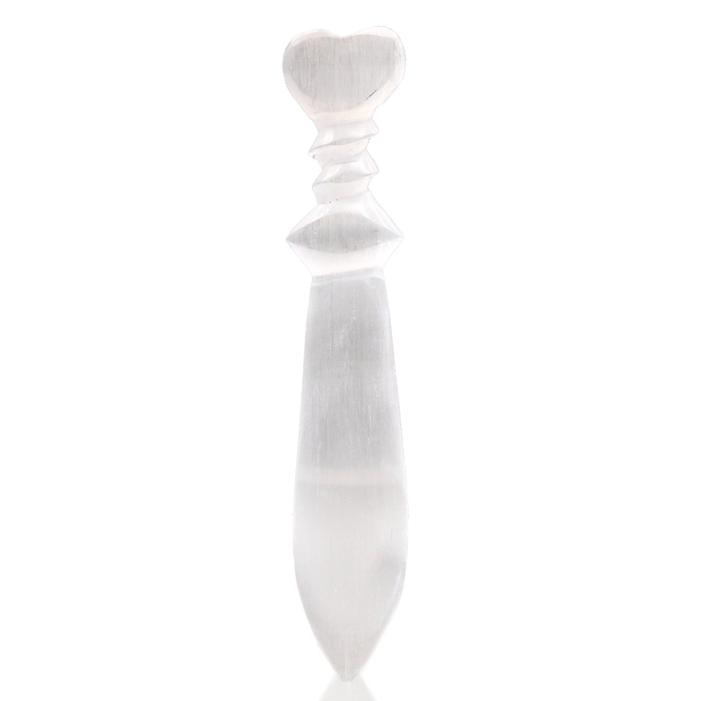 Selenite Ceremonial Knife – Spiral Handle | Ritual Display Piece