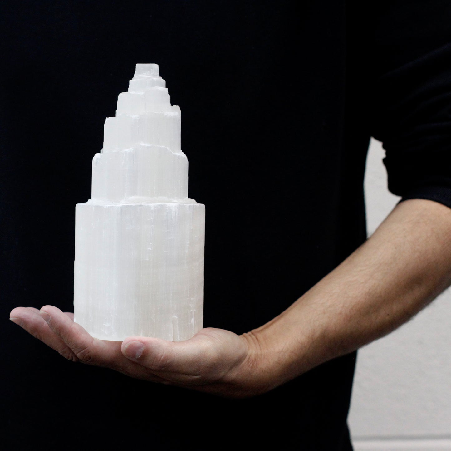 Natural Selenite Tower Lamp – Medium | Purifying Crystal Light