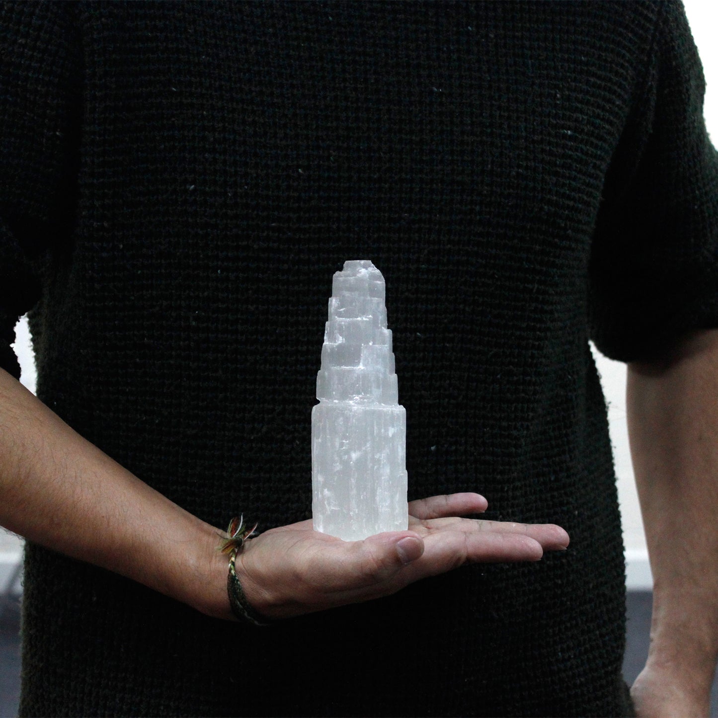 Selenite Tower Sculpture – Medium | Carved Crystal Display Piece