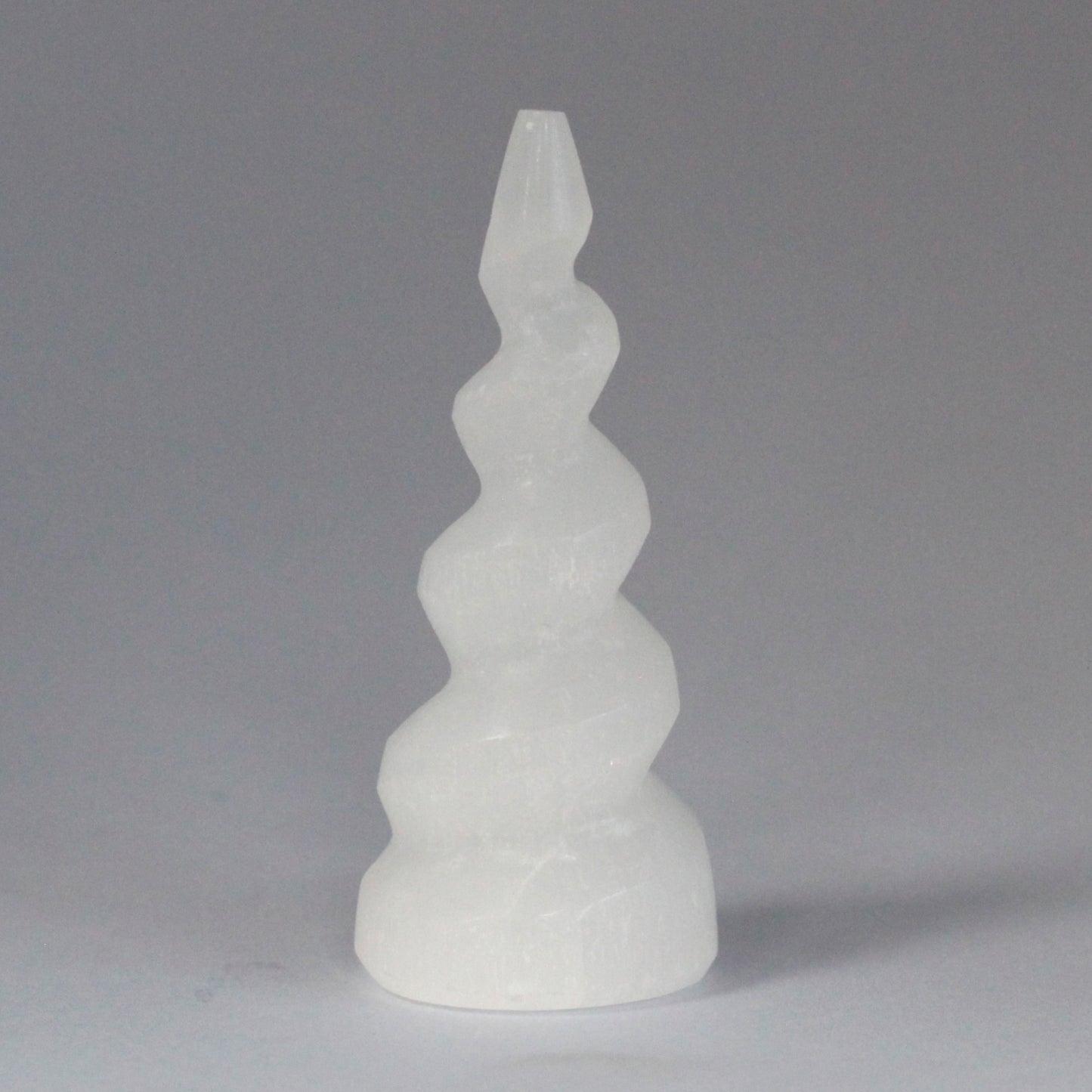 Selenite Unicorn Horn Sculpture – Small | Carved Crystal Display Piece
