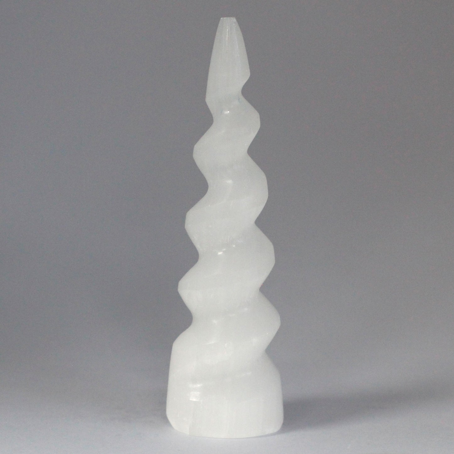 Selenite Unicorn Horn Sculpture – Medium | Carved Crystal Display Piece