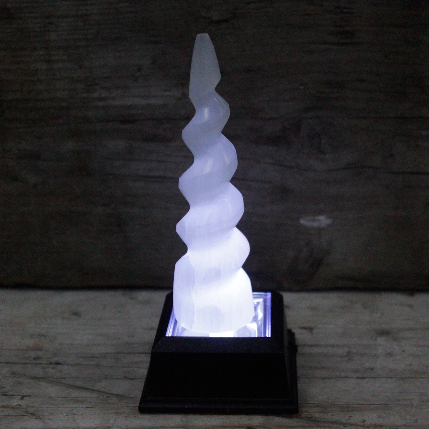 Selenite Unicorn Horn Sculpture – Medium | Carved Crystal Display Piece