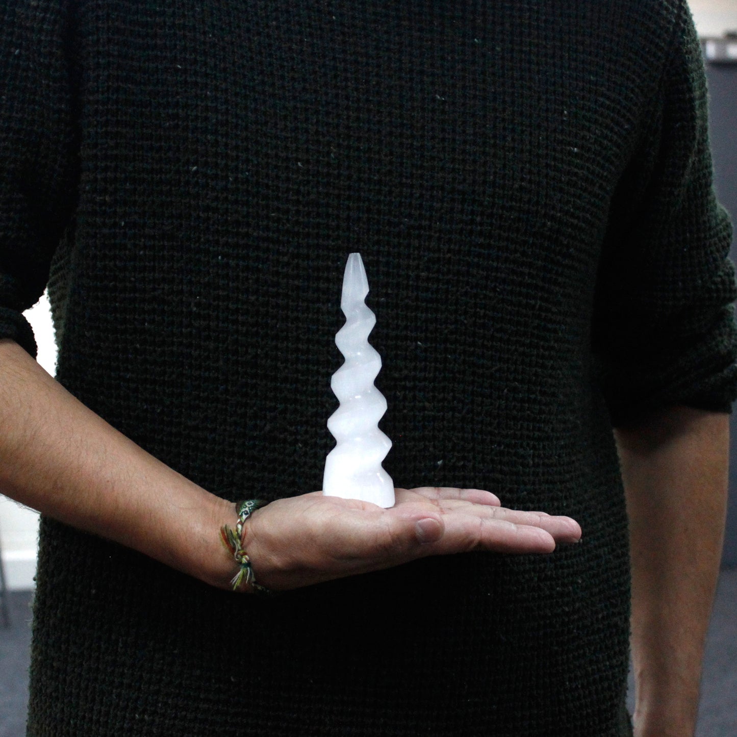 Selenite Unicorn Horn Sculpture – Medium | Carved Crystal Display Piece