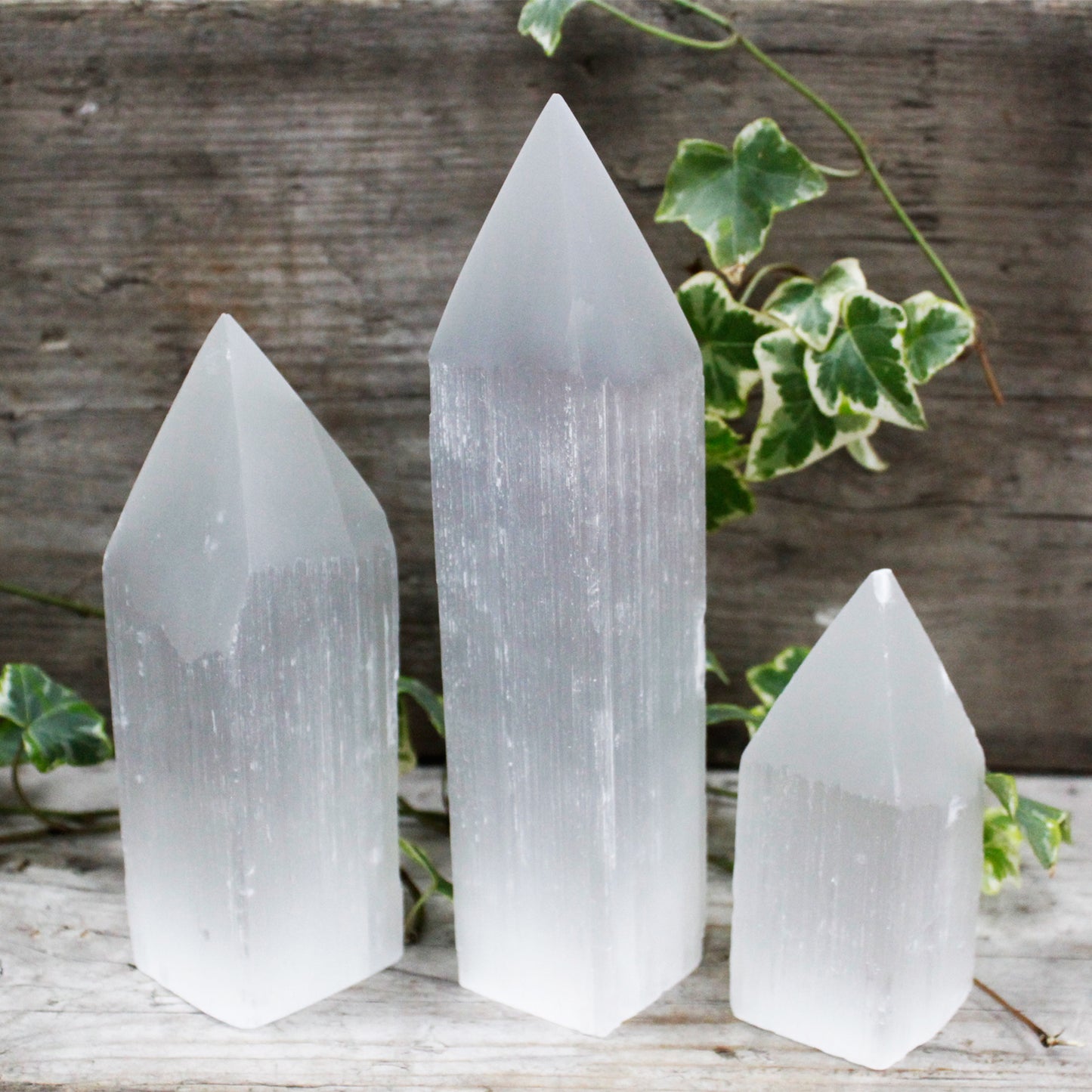 Selenite Pencil Point Sculpture – Small | Carved Crystal Display Piece