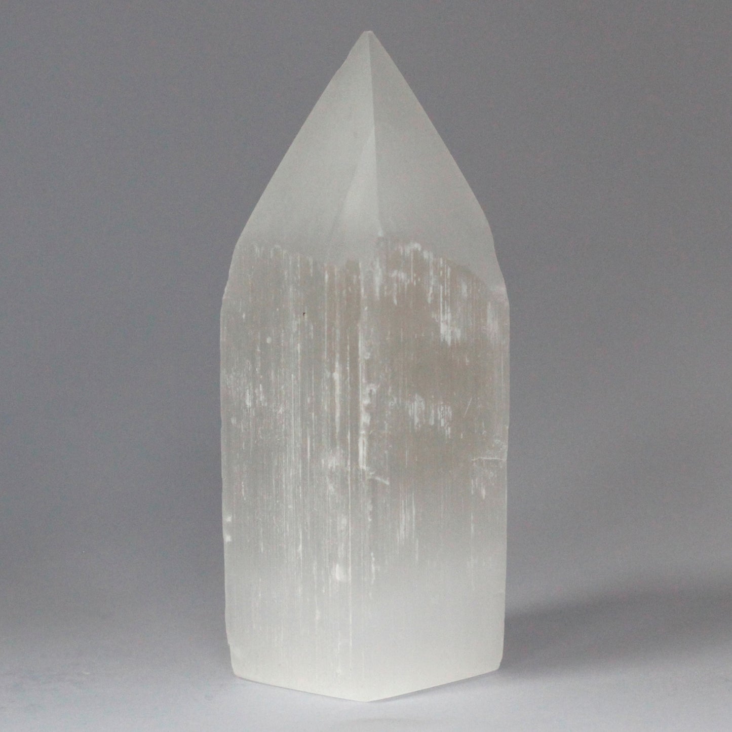 Selenite Pencil Point Sculpture – Medium | Carved Crystal Display Piece
