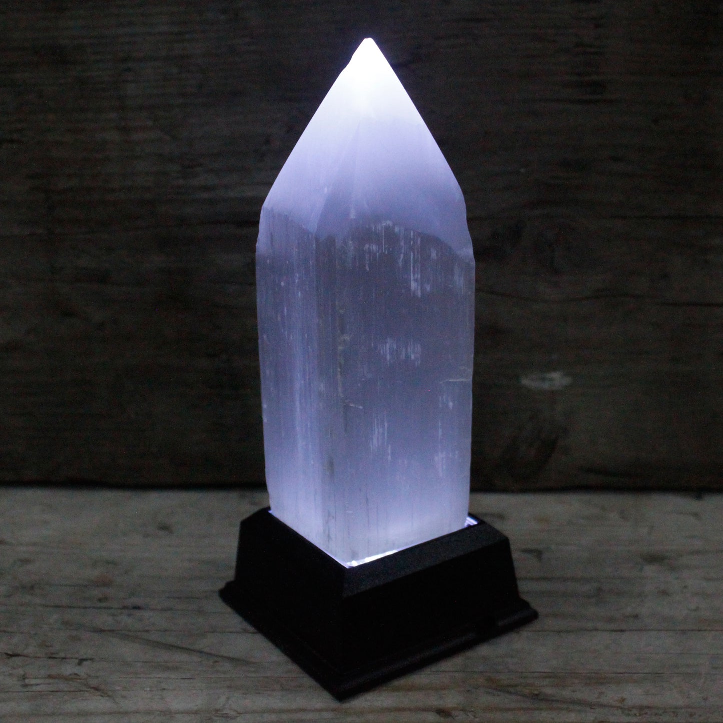 Selenite Pencil Point Sculpture – Medium | Carved Crystal Display Piece