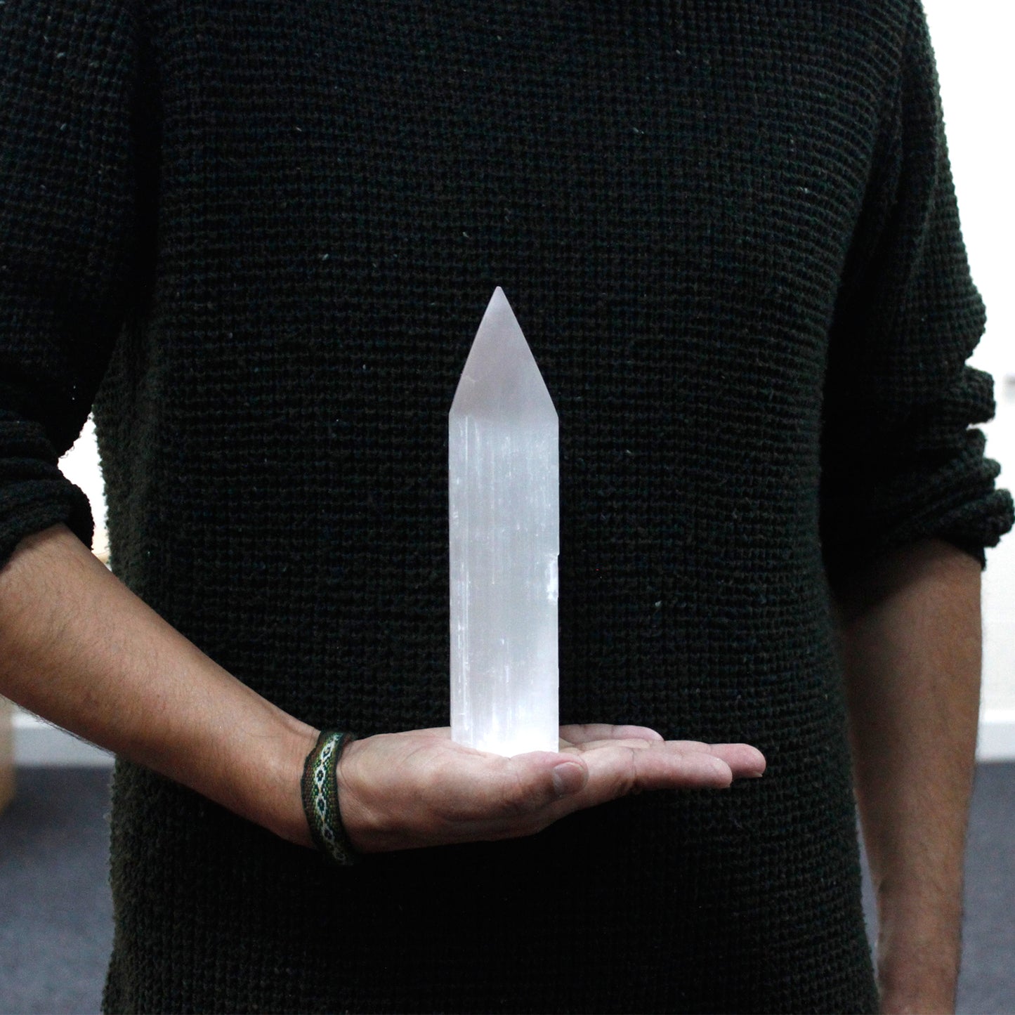 Selenite Pencil Point Sculpture – Large | Carved Crystal Display Piece
