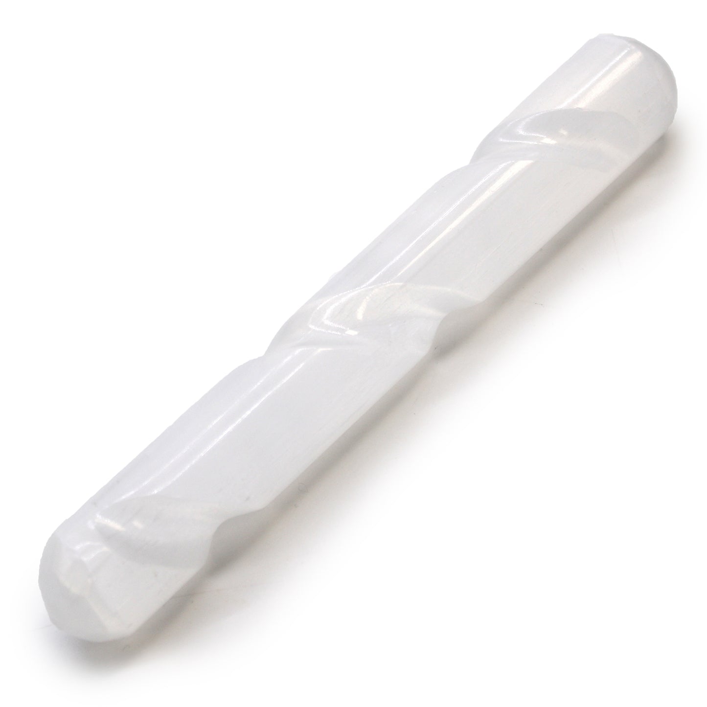 Spiral Selenite Wand – Rounded Ends | Carved Crystal Display Piece