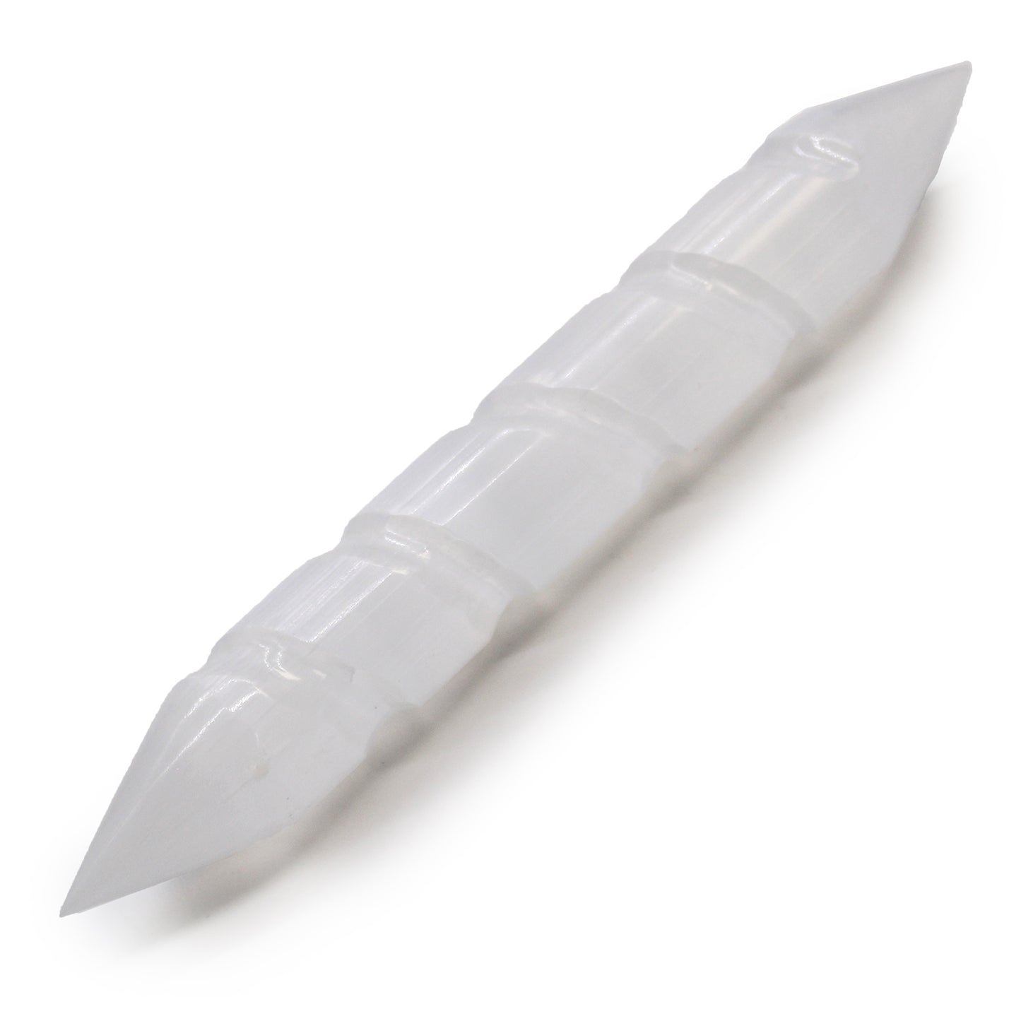 Spiral Selenite Wand – Pointed Ends | Carved Crystal Display Piece