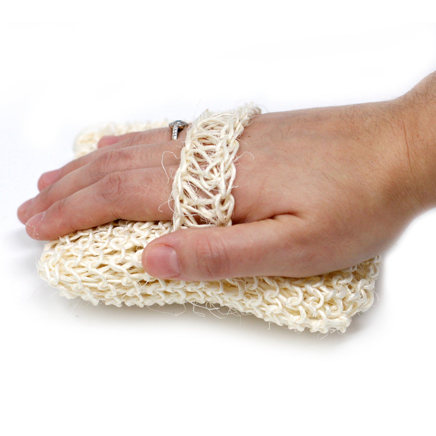 Natural Sisal & Cotton Body Scrub – Square Cushion | Extra Exfoliating Eco Sponge with Strap