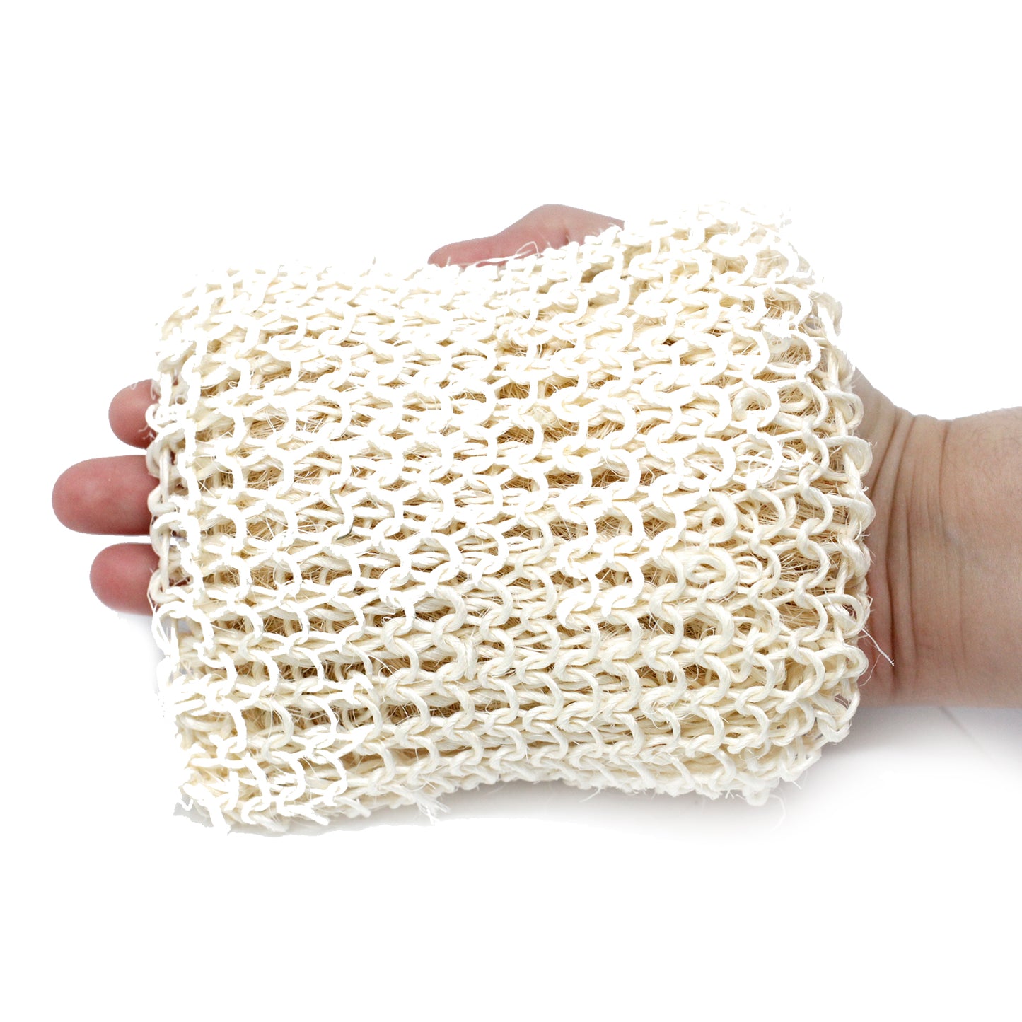 Natural Sisal & Cotton Body Scrub – Square Cushion | Extra Exfoliating Eco Sponge with Strap
