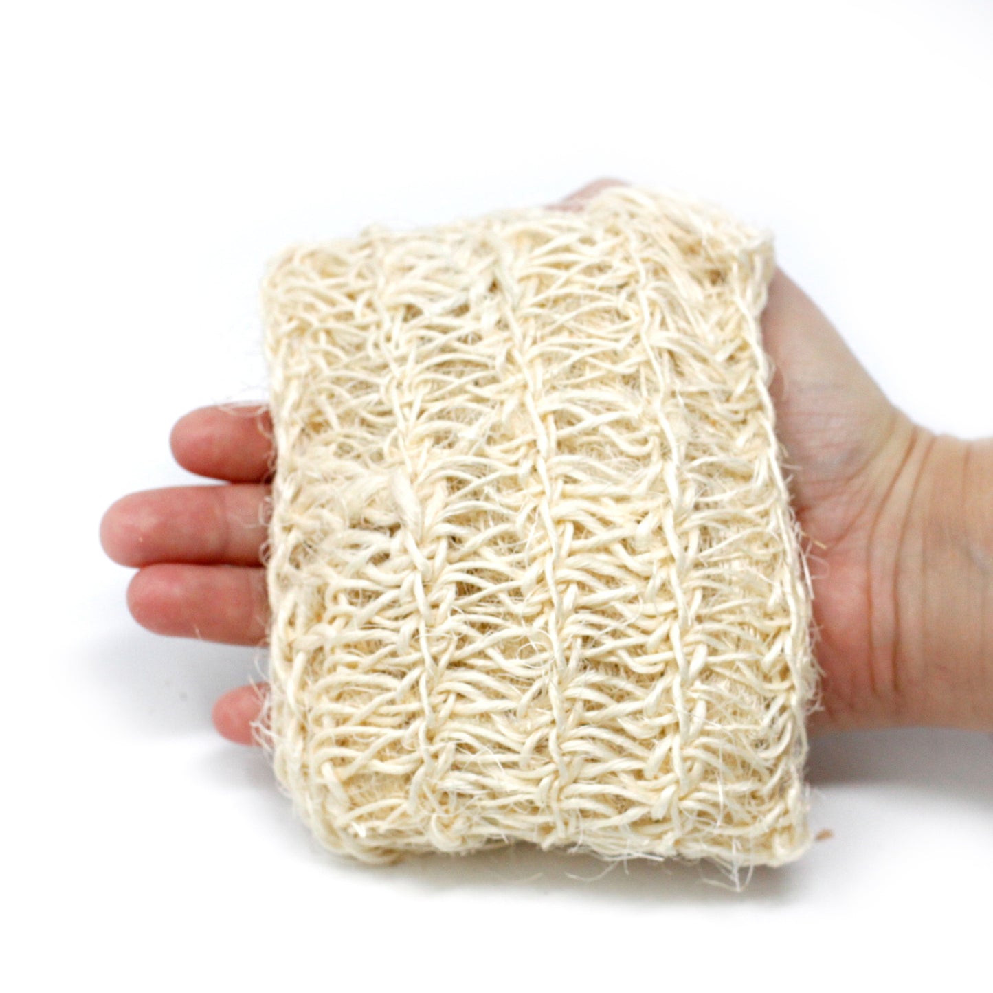 Natural Sisal & Cotton Body Scrub – Rectangle Cushion | Gentle Exfoliator with Hand Strap