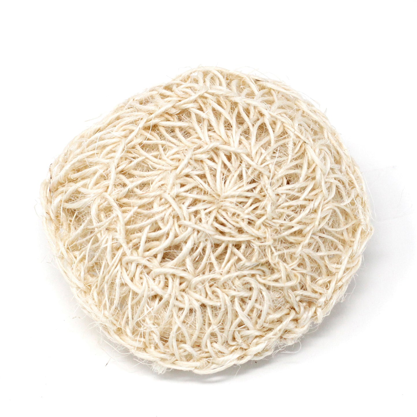 Natural Sisal & Cotton Body Scrub – Round Cushion | Soft Exfoliating Tool with Hand Strap