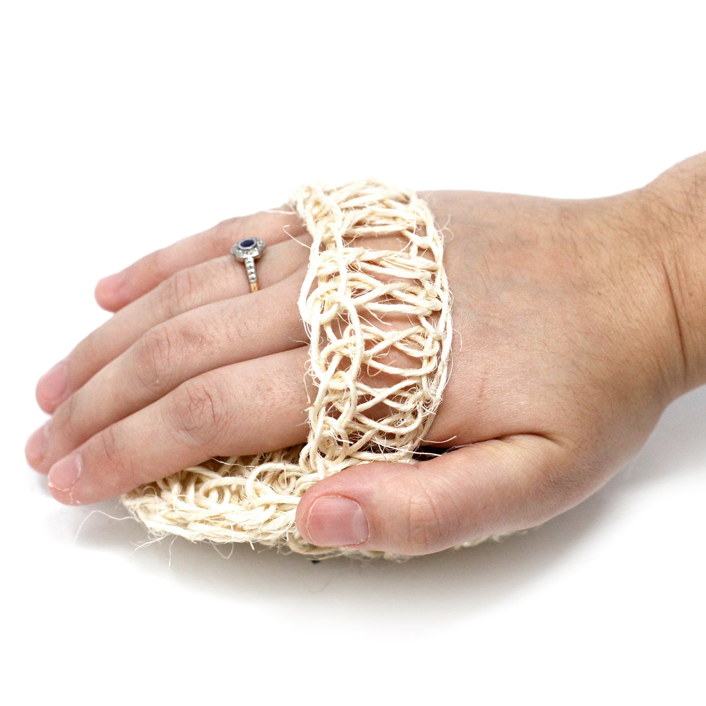 Natural Sisal & Cotton Body Scrub – Round Cushion | Soft Exfoliating Tool with Hand Strap