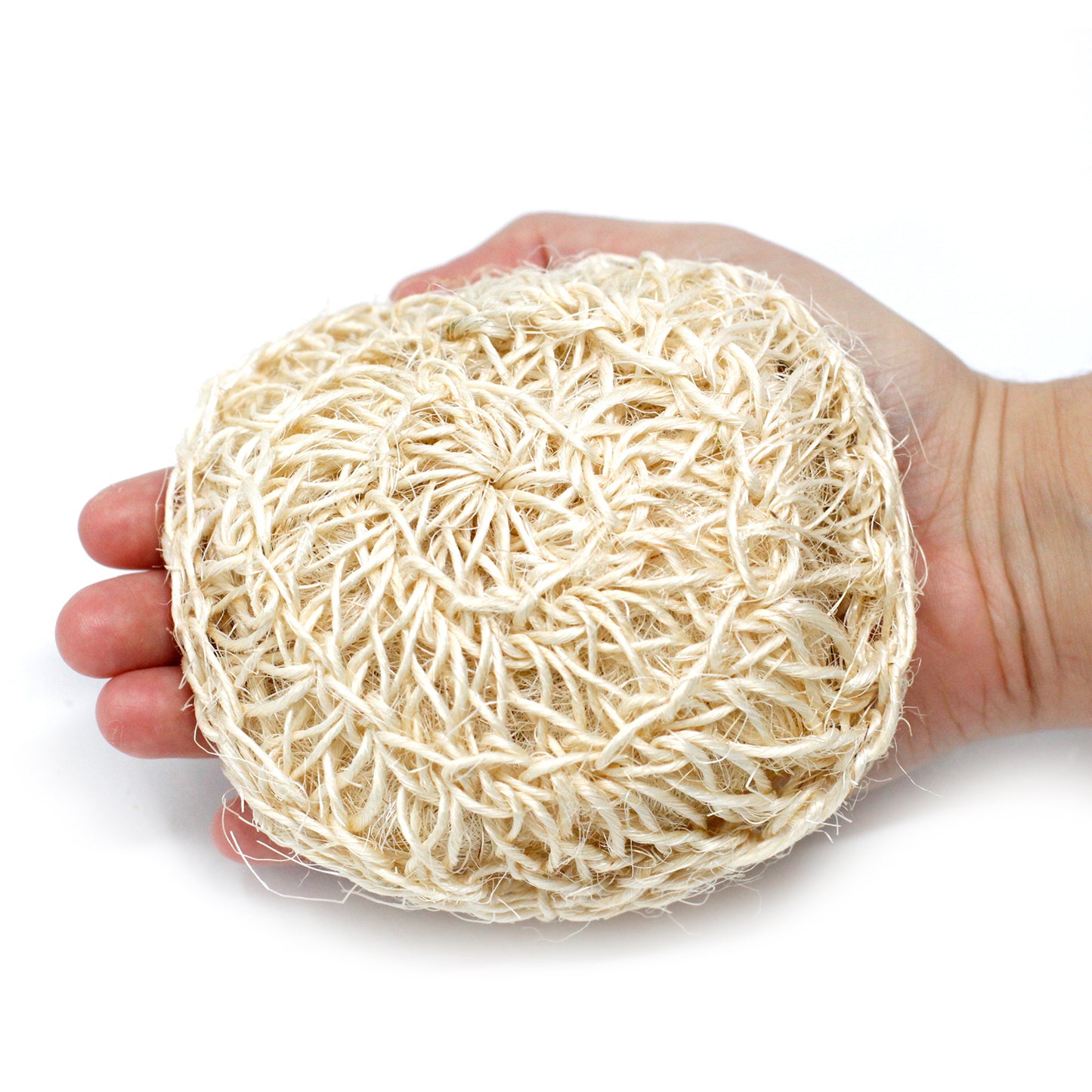 Natural Sisal & Cotton Body Scrub – Round Cushion | Soft Exfoliating Tool with Hand Strap