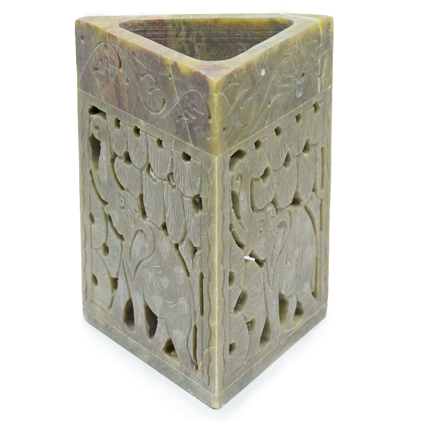 Triangle Soapstone Oil Burner – Elephant Motif | For Wax Melts & Fragrance Oils