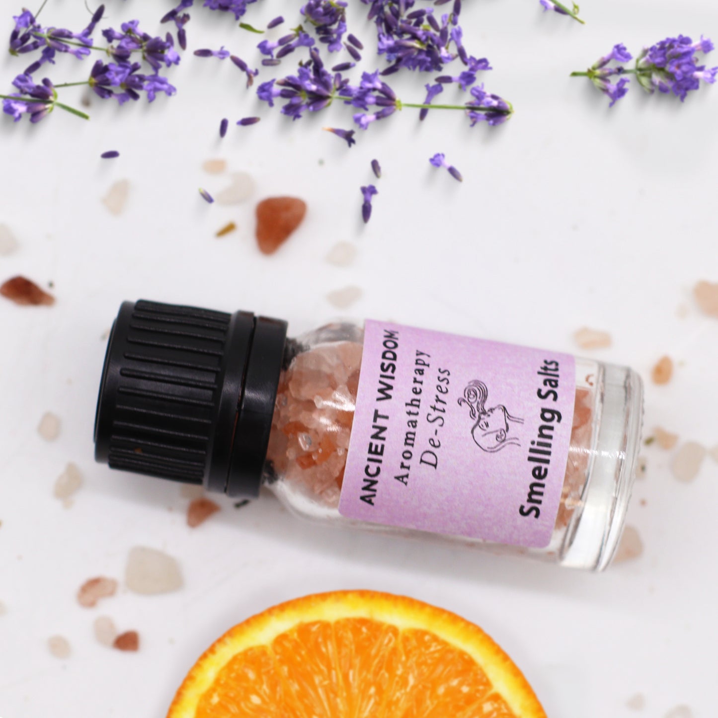 De-Stress – Aromatherapy Smelling Salts | Himalayan Salt with Frankincense, Melissa Blend, Lavender & Orange