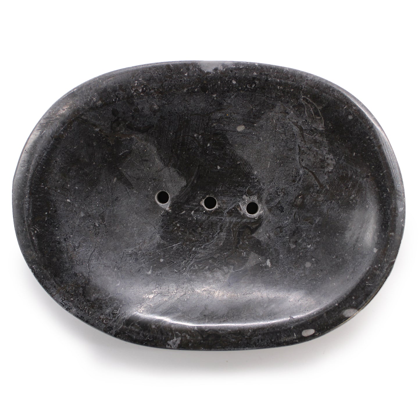 Black Marble Stone Soap Dish – Classic Oval | Hand-Carved Natural Stone