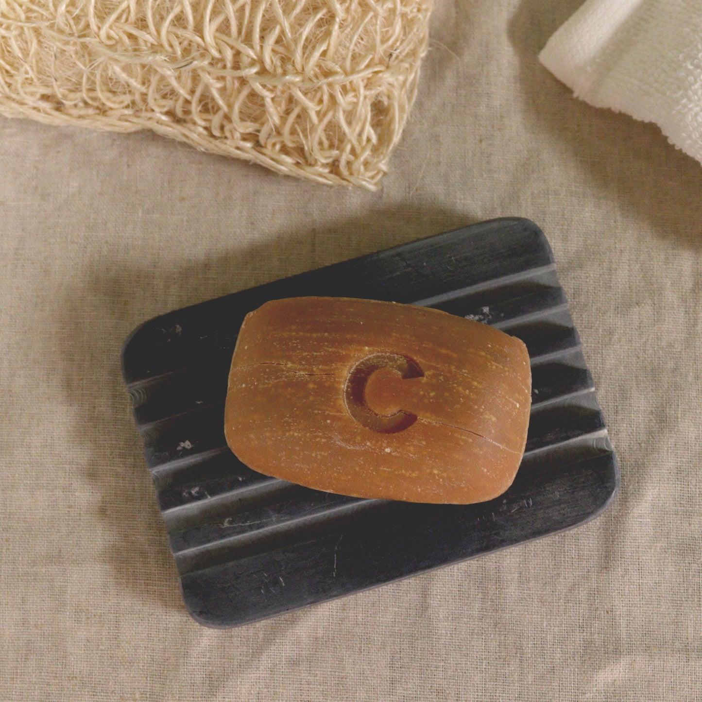Grey Soapstone Soap Dish – Deep Ridges | Hand-Carved Metamorphic Rock