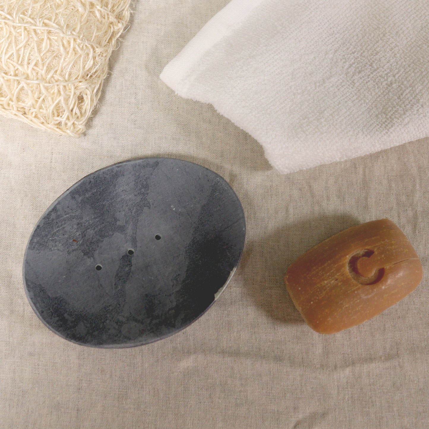 Grey Soapstone Soap Dish – Classic Oval | Hand-Carved Metamorphic Rock