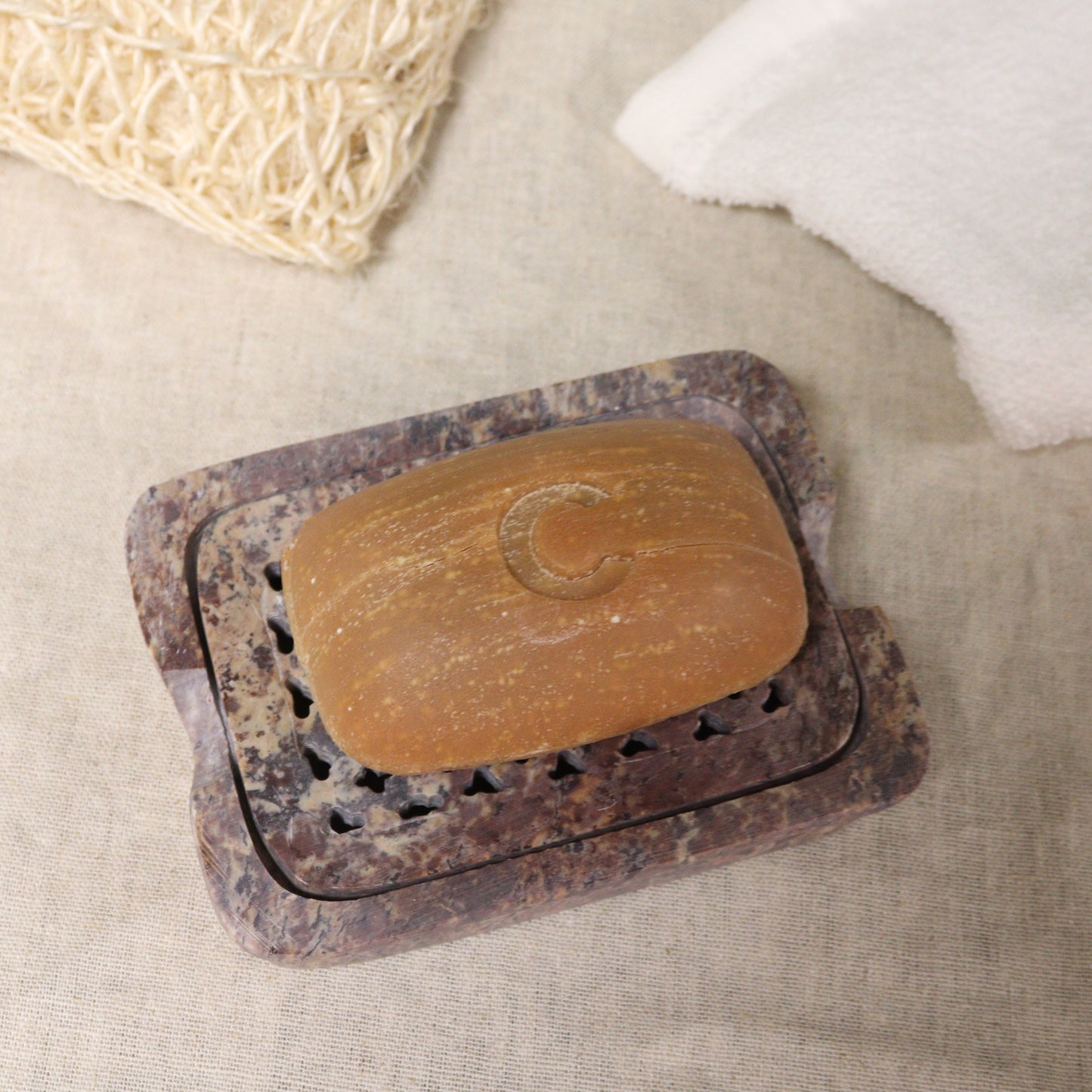 Soapstone Soap Dish & Drainer – Classic Square | Natural Stone Design