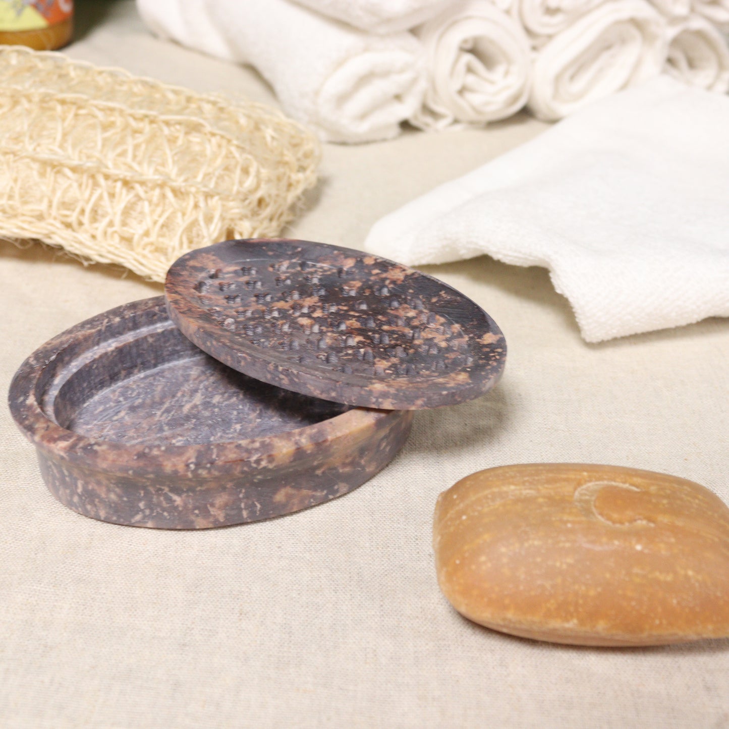 Soapstone Soap Dish & Drainer – Classic Oval | Natural Stone Design