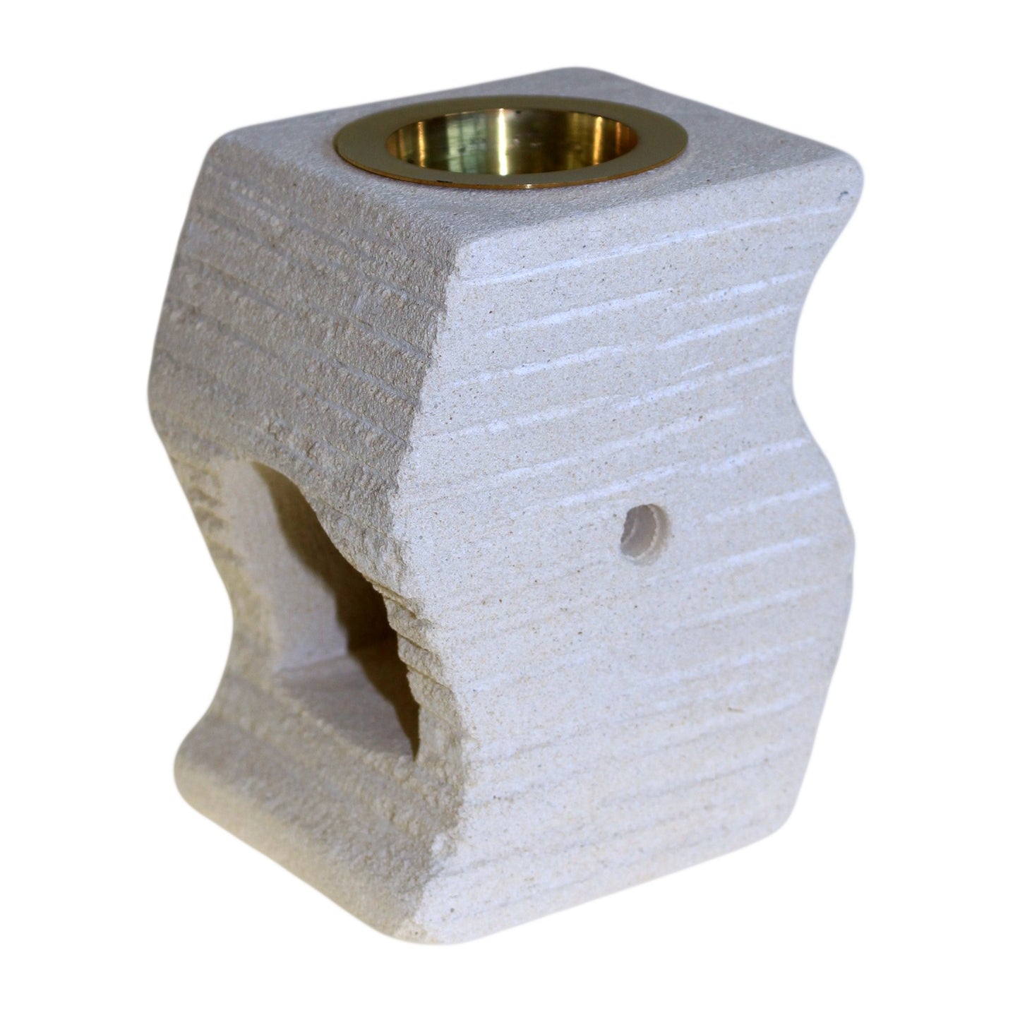 Sandstone Oil Burner – Stepped Wave Design | Pure Sandstone Finish
