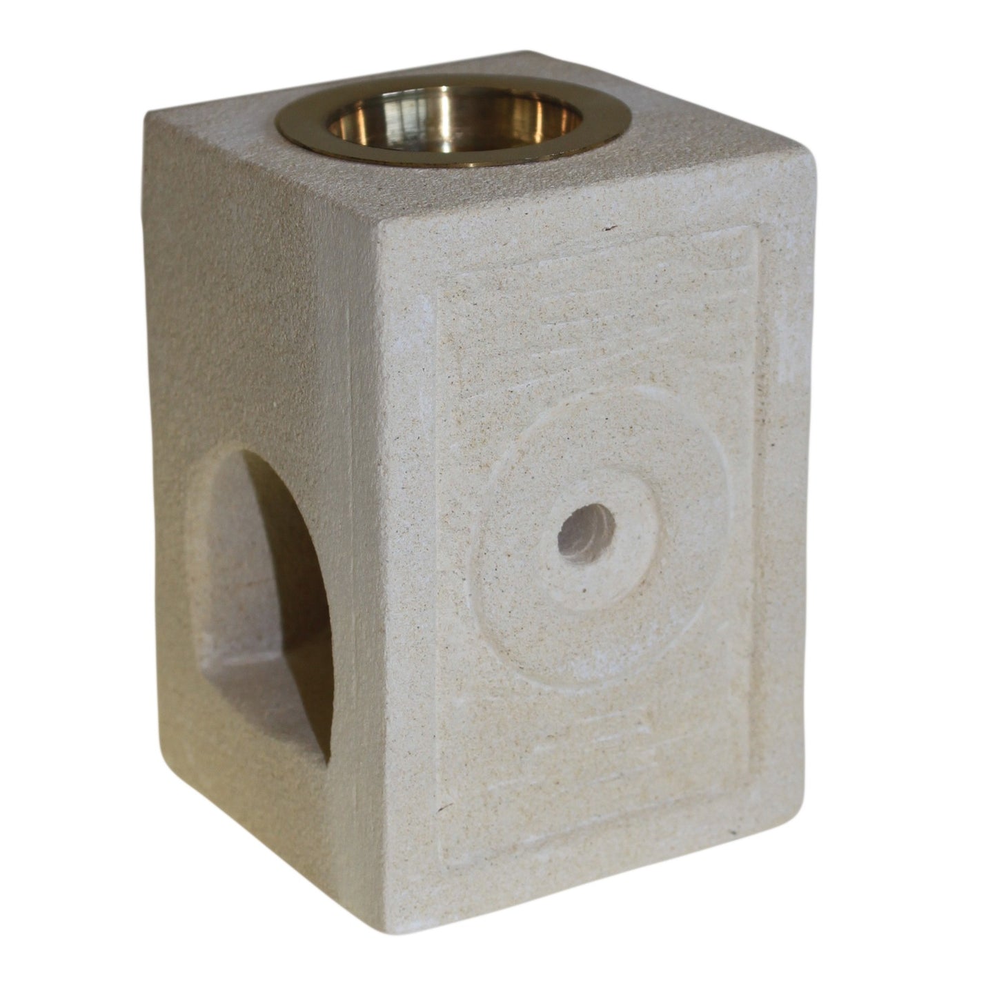 Sandstone Oil Burner – Square Moorish Design | Pure Sandstone Finish