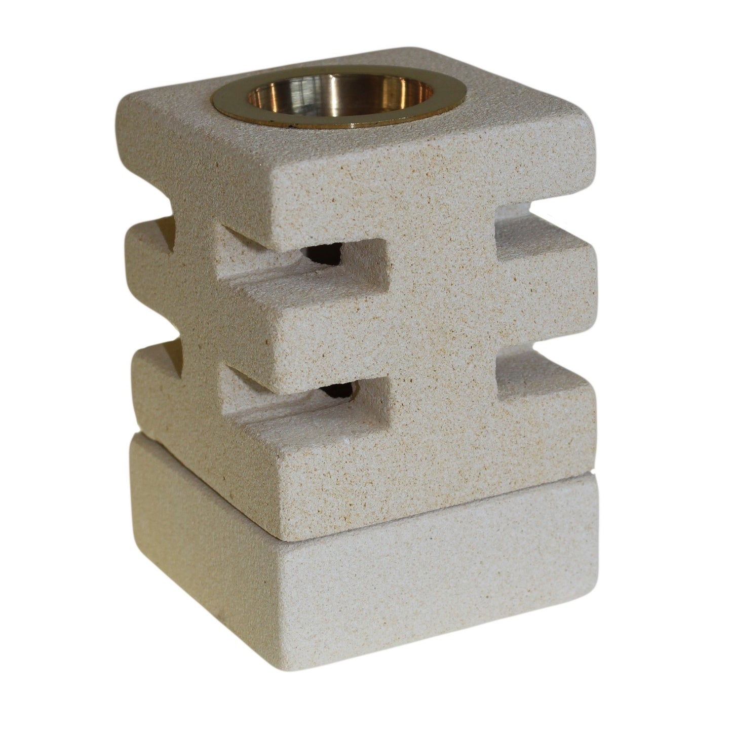 Sandstone Oil Burner – Abstract Cuts Design | Pure Sandstone Finish