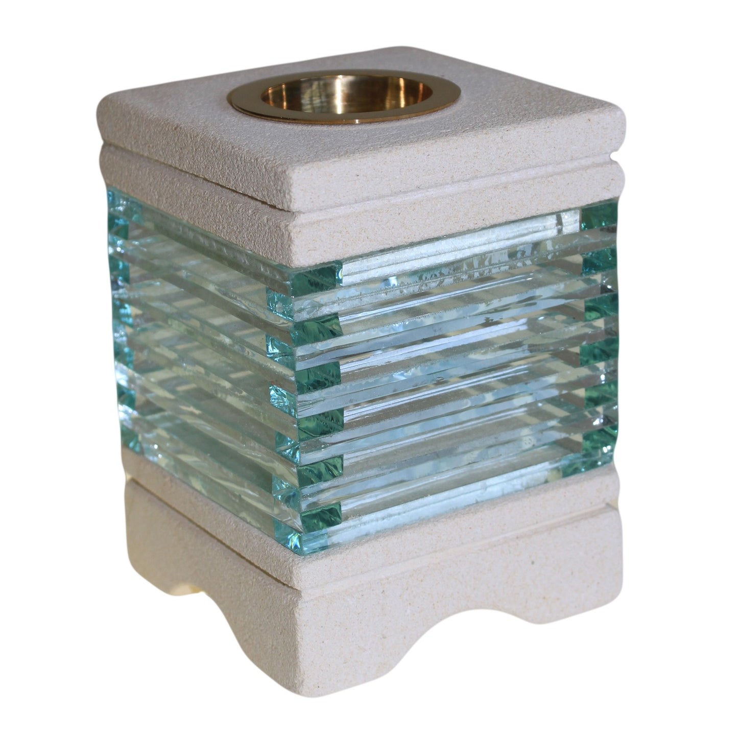 Sandstone Oil Burner – Square Glass | Sandstone & Glass Finish