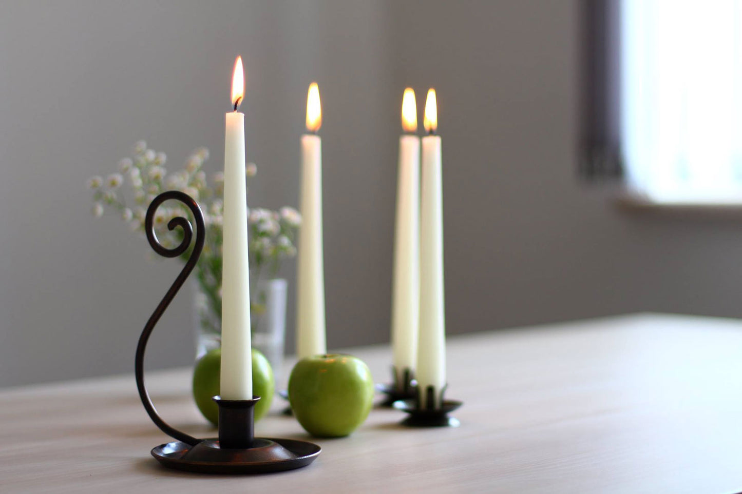 Pearl Tapered Candles – 10 Pack | 7 Hour Burn Time