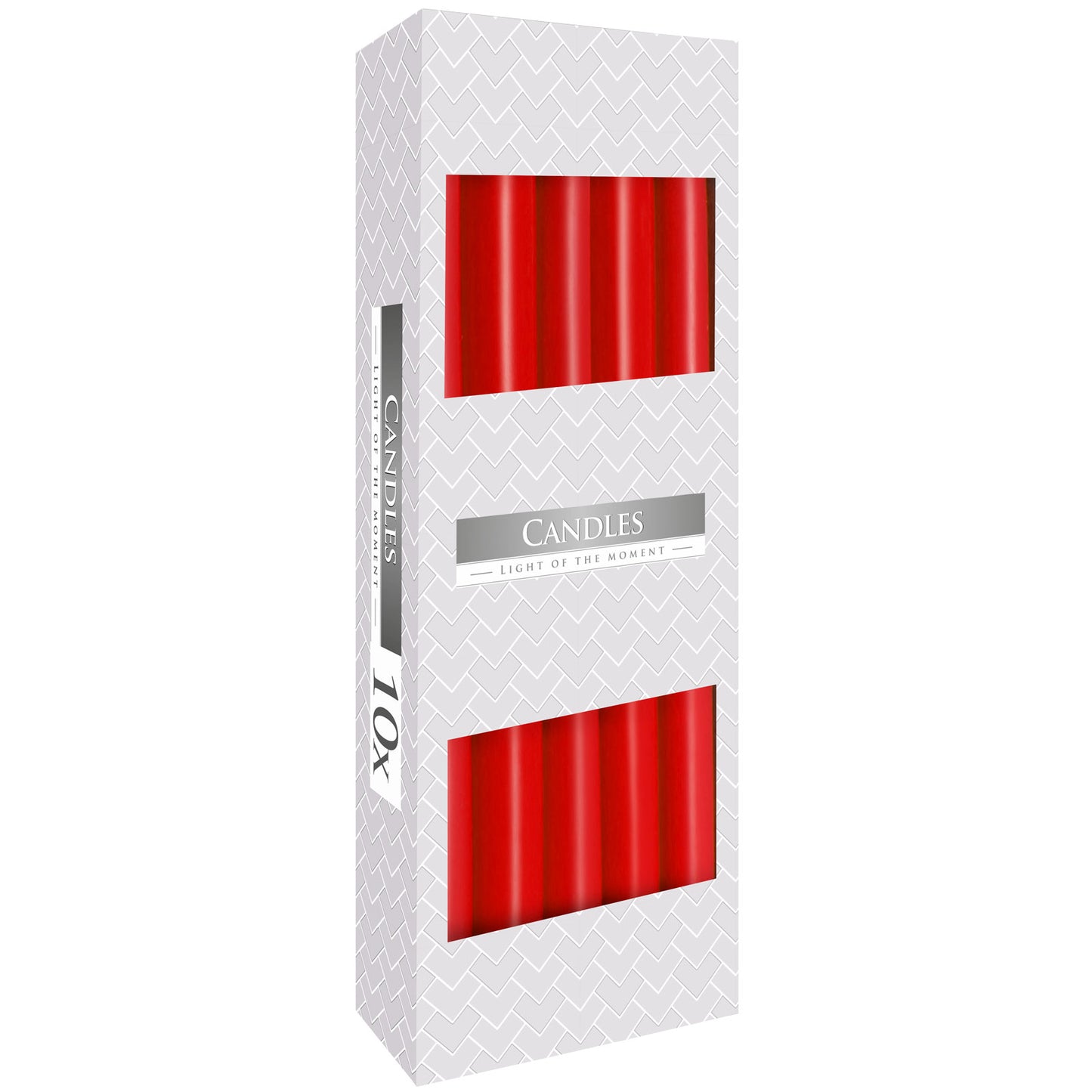 Red Tapered Candles – 10 Pack | 7 Hour Burn Time