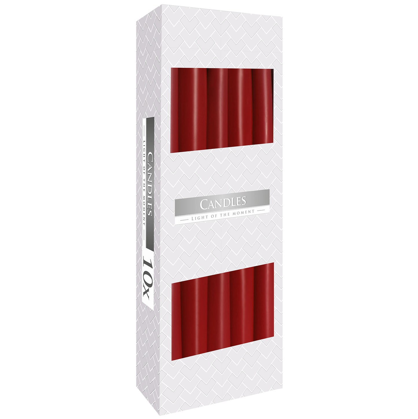 Burgundy Tapered Candles – 10 Pack | 7 Hour Burn Time