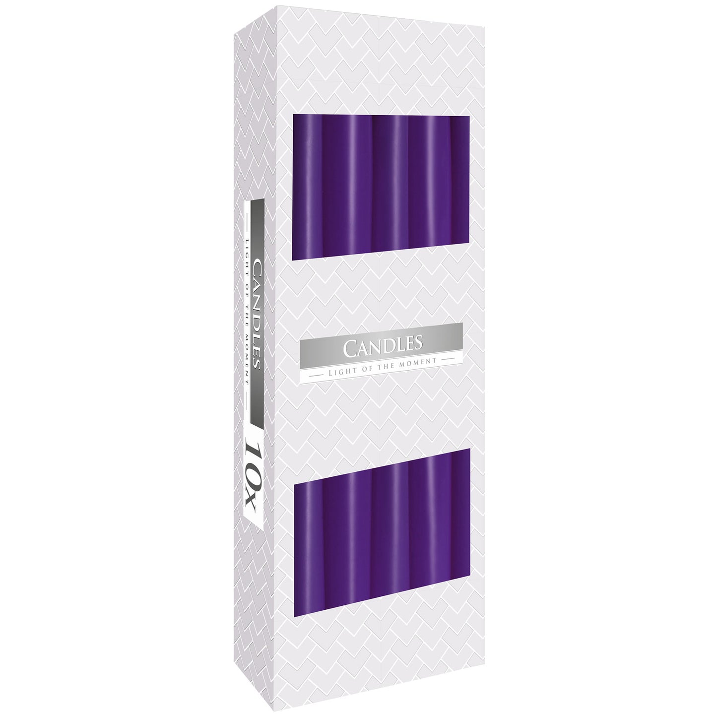 Lavender Tapered Candles – 10 Pack | 7 Hour Burn Time