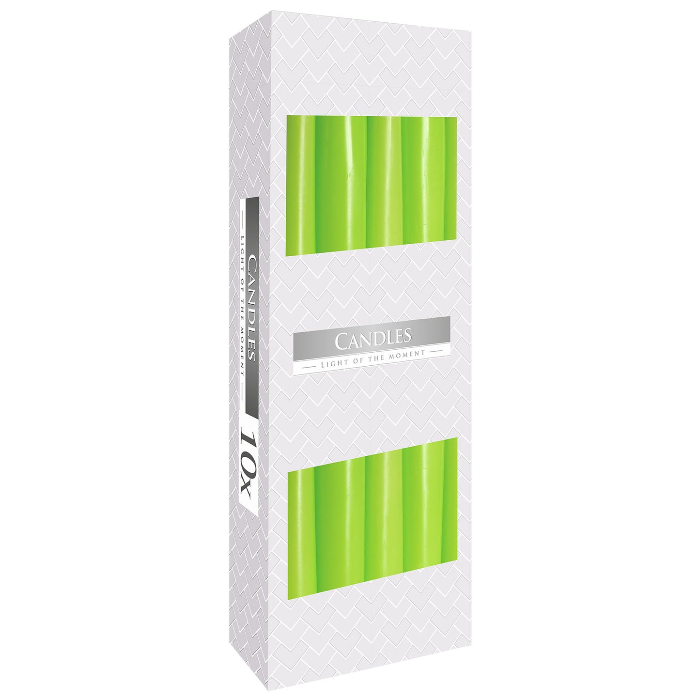 Green Tapered Candles – 10 Pack | 7 Hour Burn Time