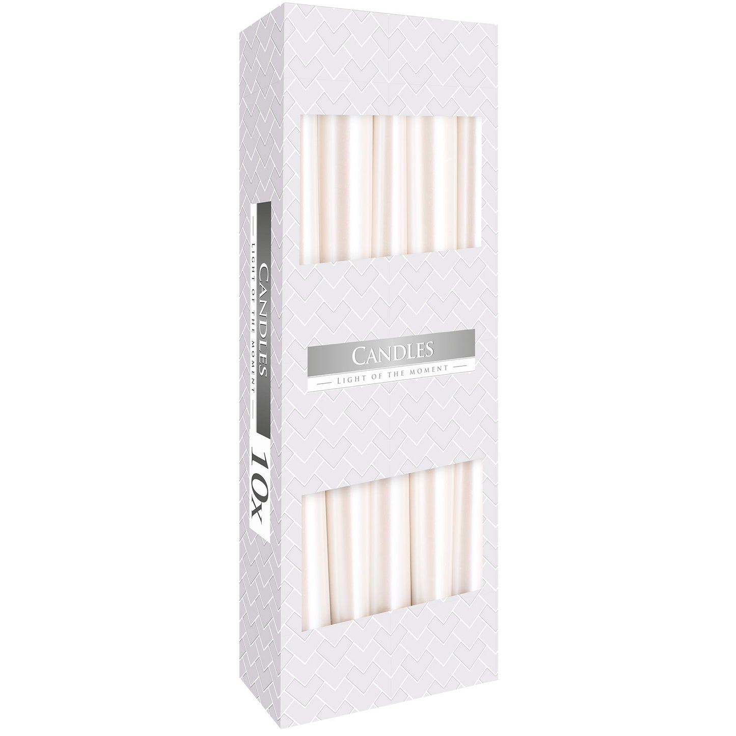 Pearl Tapered Candles – 10 Pack | 7 Hour Burn Time