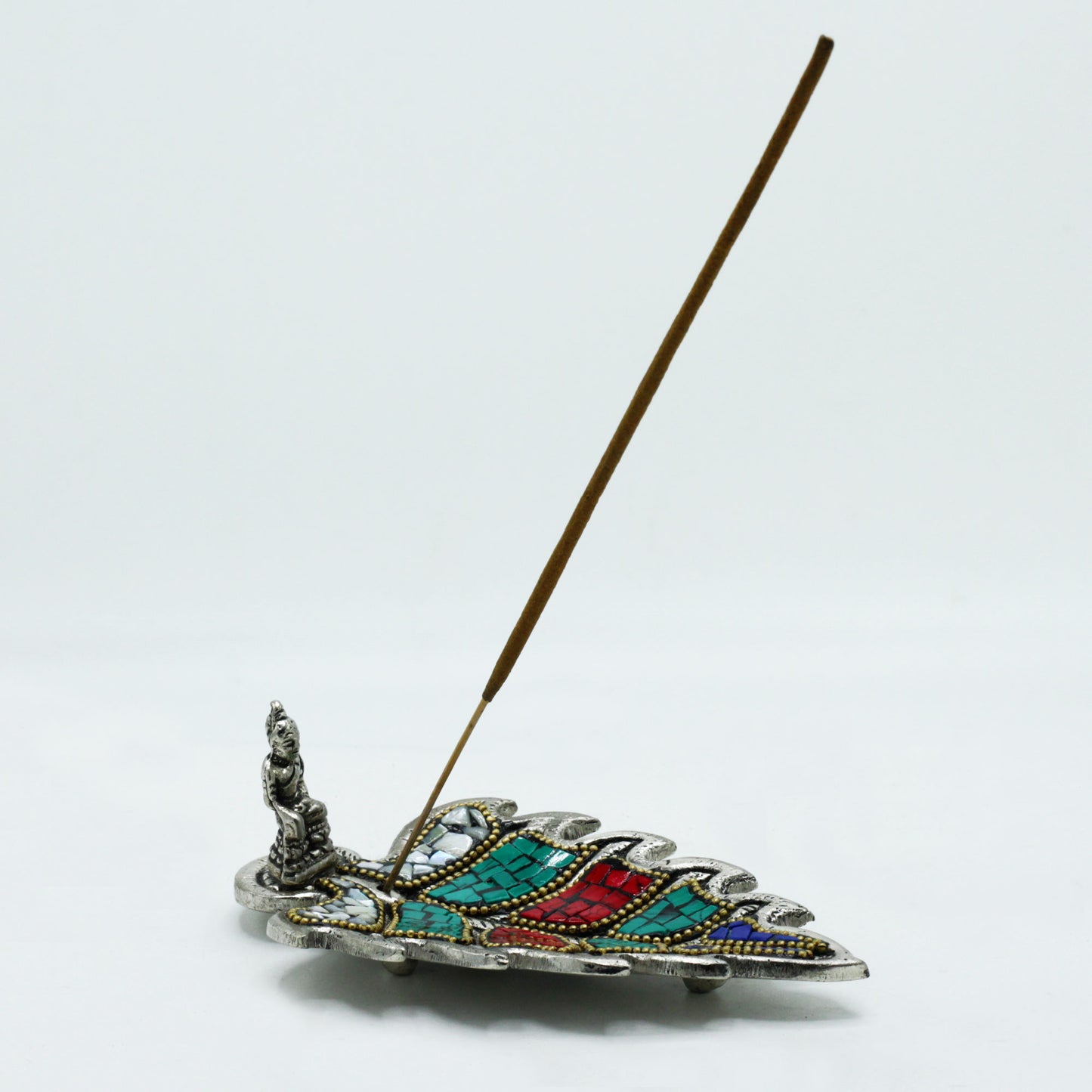 Tibetan Incense Holder – Buddha Leaf | Handcrafted Ceramic Symbol of Peace