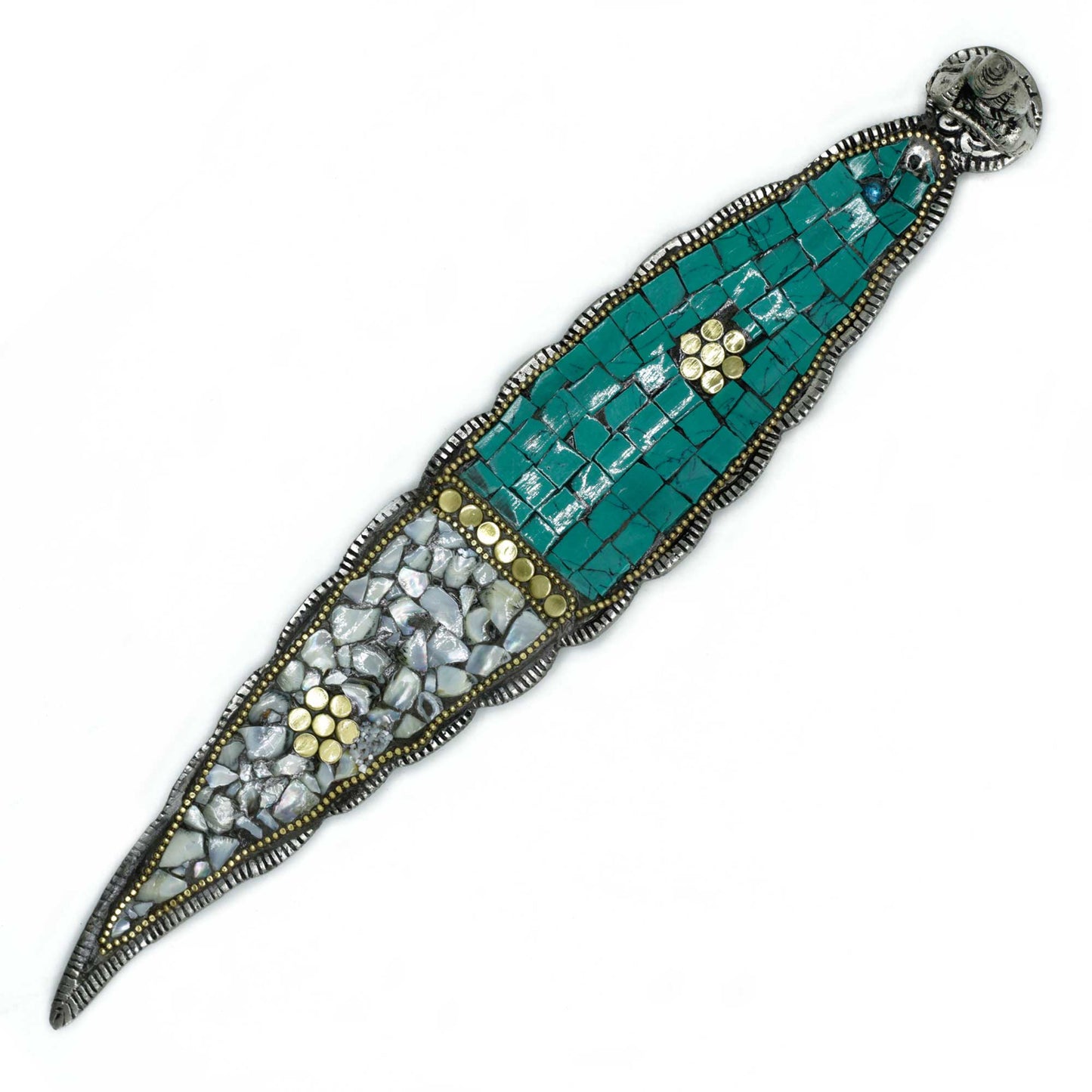 Tibetan Incense Holder – Buddha Long Leaf | Peaceful Handmade Mosaic for Ritual Use