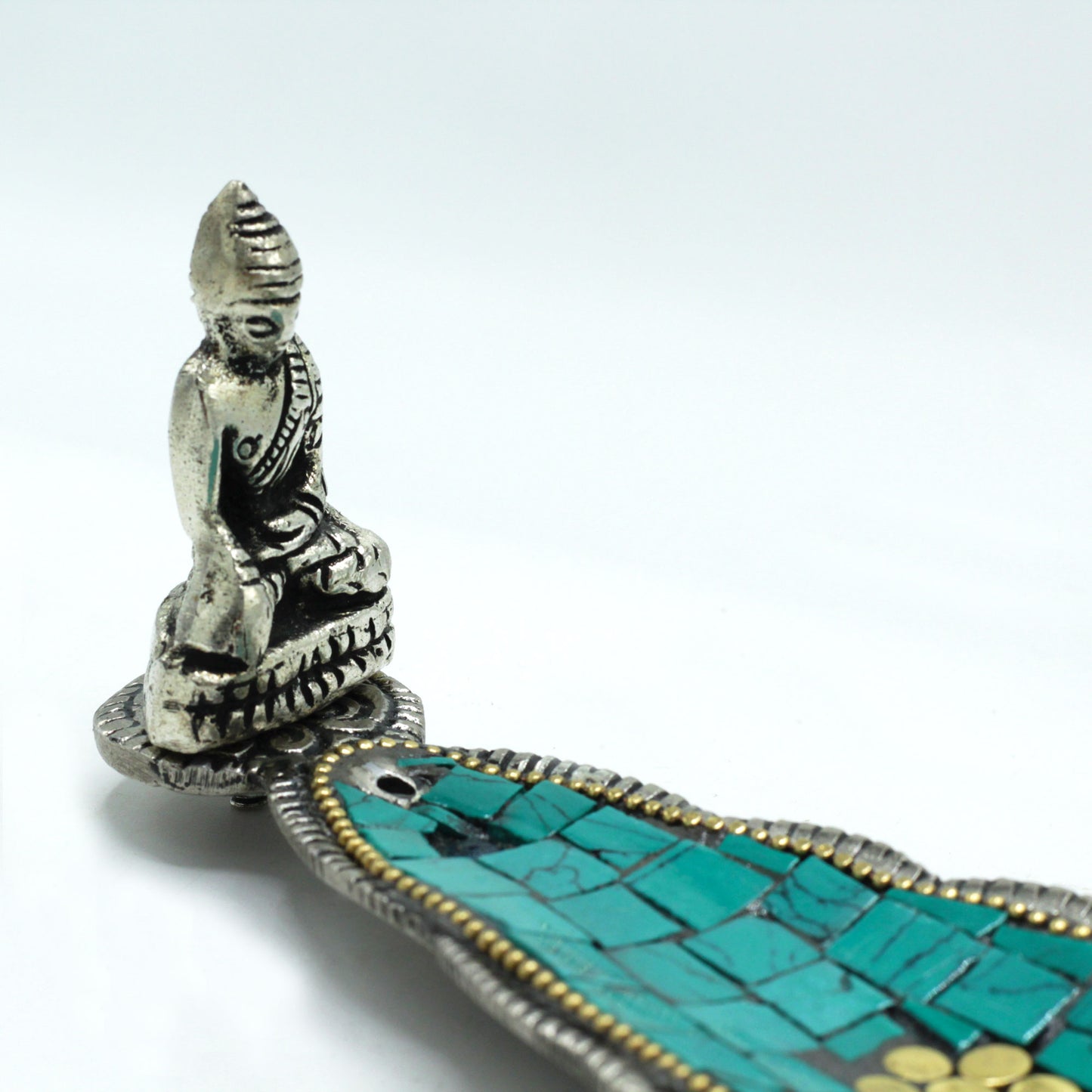 Tibetan Incense Holder – Buddha Long Leaf | Peaceful Handmade Mosaic for Ritual Use