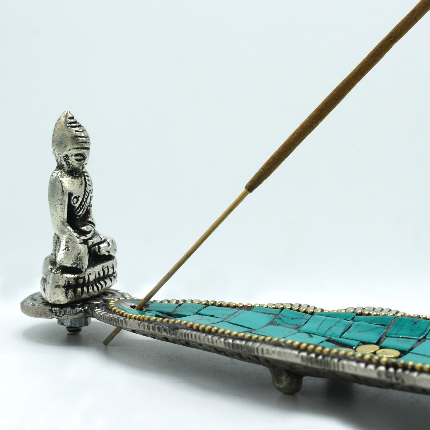 Tibetan Incense Holder – Buddha Long Leaf | Peaceful Handmade Mosaic for Ritual Use