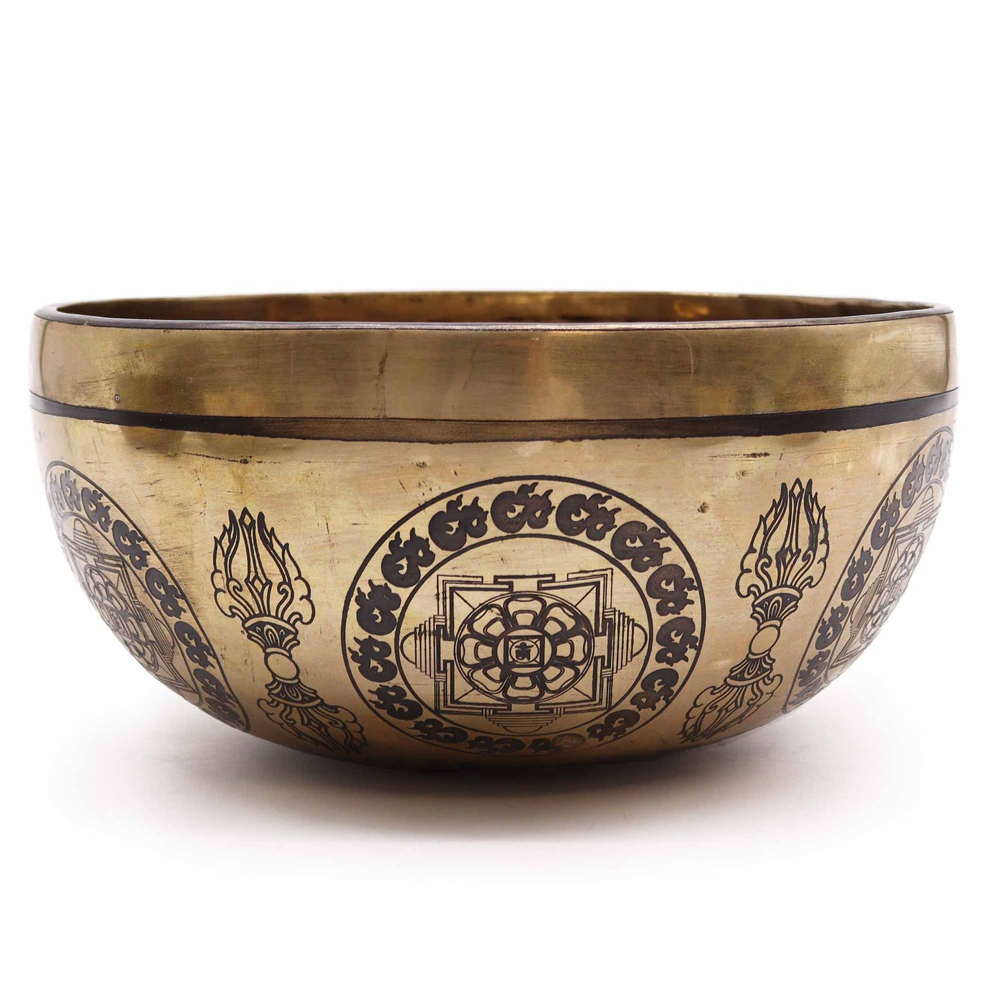 Tibetan Brass Healing Singing Bowl – 5 Buddhas (21cm) | Engraved, Resonant & Handcrafted