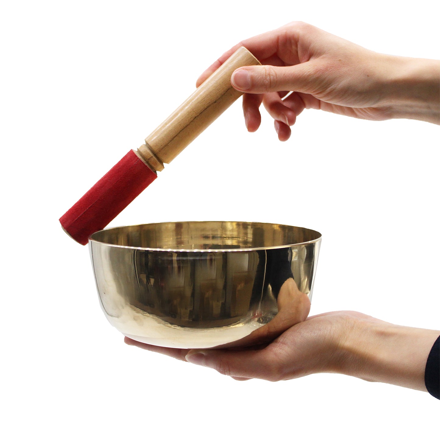 Wooden Singing Bowl Striker – Sheesham with Velvet Wrap (19cm) | Soft-Edged Striker for Controlled, Gentle Tone